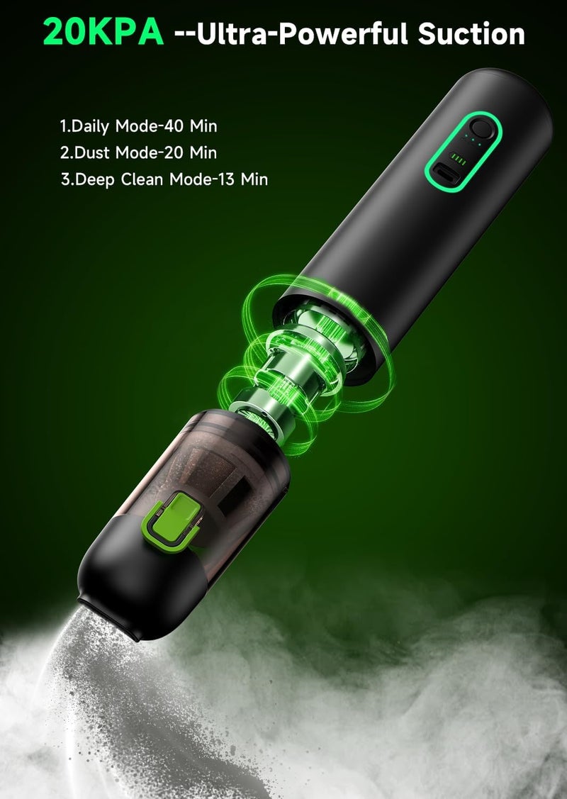RapAir Car Vaccum, VC28 Handheld Vacuum, 4-in-1 Mini Vacuum Cleaner with 20000pa Suction Power, Rechargeable Vacuum with 3 Suction Modes, Portable Cordless Vacuum for Car, Home, Office Desk, Keyboards - Image 4